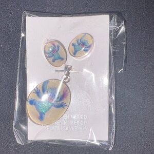 Silver Lizard Jewelry Set